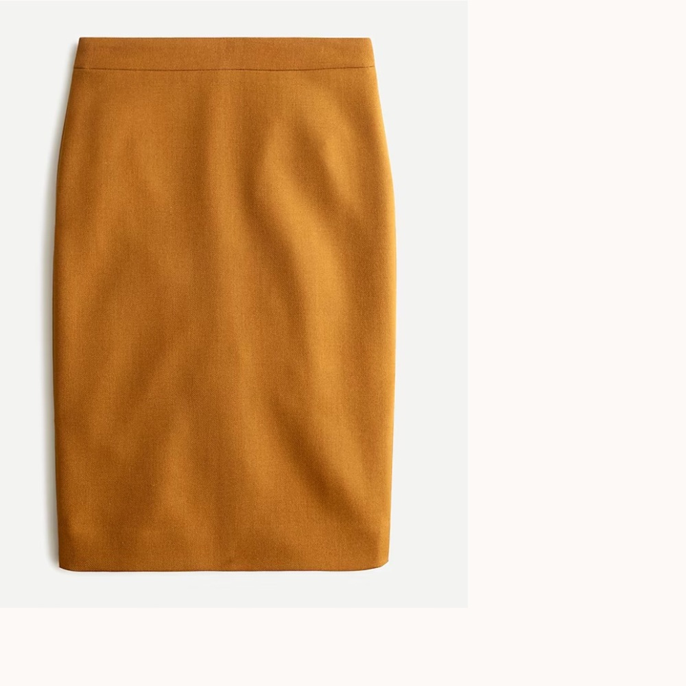 J Crew No 2 Pencil Skirt in Double-Serge Wool (color Heather Honey)
